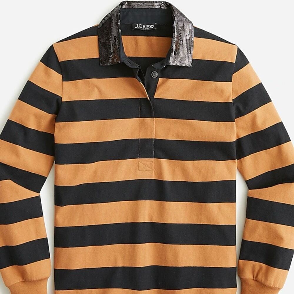 J. Crew Sequin Stripe Rugby Shirt S